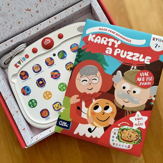 Albi Kvído Hovoriaci tablík – dotyková tabuľka so zvukmi, kartami a puzzle pre deti od 2 rokov