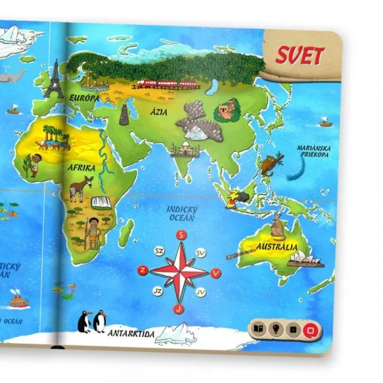 Zoznámte sa so všetkými kontinentami a oceánmi sveta v tejto interaktívnej knihe Albi kúzelné čítanie.