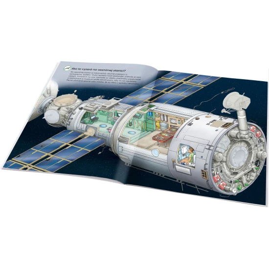Samolepkový zošit pre deti – Vesmír: Ako? Prečo? Čo? – farebná obálka s raketou, planétami a astronautmi, obsahujúca 300+ samolepiek a vesmírne úlohy