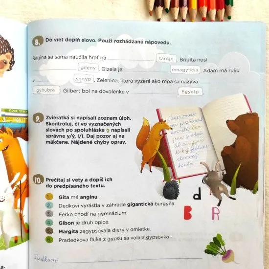 Pracovný zošit pre 2. ročník ZŠ na precvičovanie spoluhlások a správneho písania.