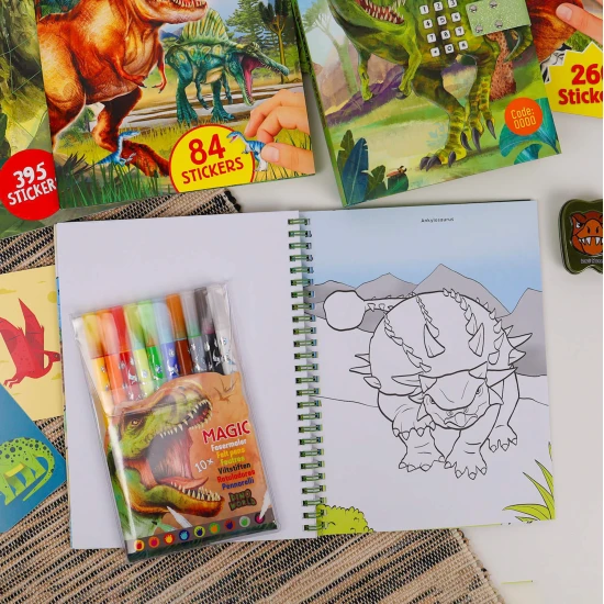 Maľovanka so samolepkami Dino World