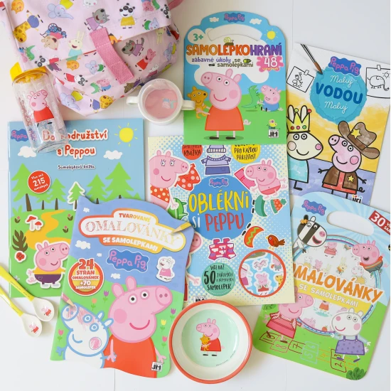 Samolepková knižka s obľúbenou postavičkou Peppa Pig rozvíja kreativitu.