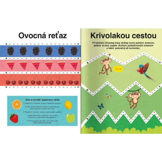 Táto kniha s vytrhávacími stránkami je ideálnou pomôckou, ako sa naučiť strihať či si precvičiť strihanie.