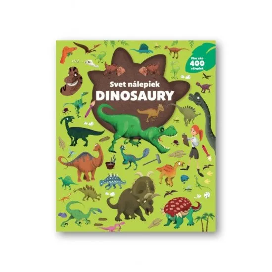 Nálepkový zošit s viac ako 400 samolepkami dinosaurov.