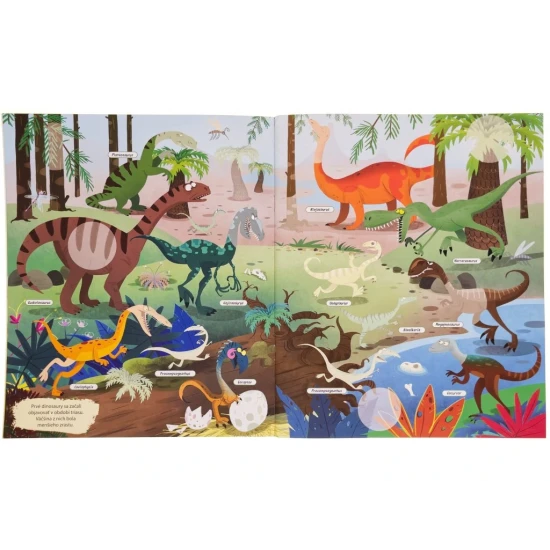 Nálepkový zošit s viac ako 400 samolepkami dinosaurov.