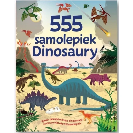 Nálepkový zošit s viac ako 555 samolepkami dinosaurov.