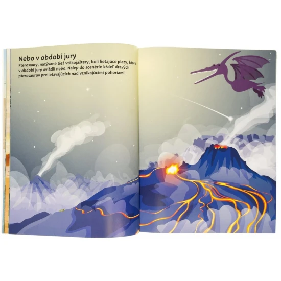 Nálepkový zošit s viac ako 555 samolepkami dinosaurov.