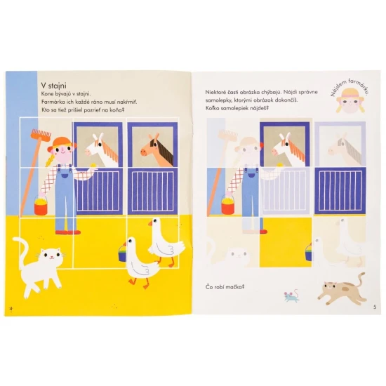 Nálepkový zošit s motívom Farma rozvíja predstavivosť detí.