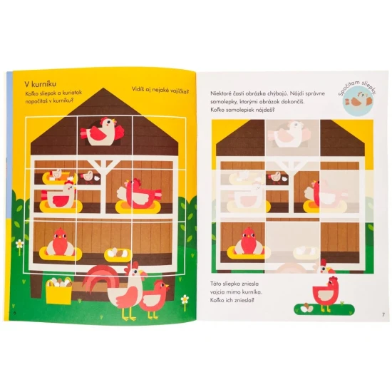 Nálepkový zošit s motívom Farma rozvíja predstavivosť detí.