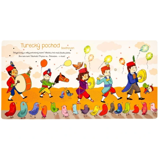 Kniha Môj malý koncert klasickej hudby s 6 zvukovými úryvkami a svetelnými efektmi pre deti.