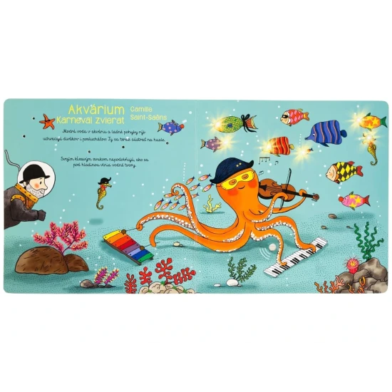 Kniha Môj malý koncert klasickej hudby s 6 zvukovými úryvkami a svetelnými efektmi pre deti.