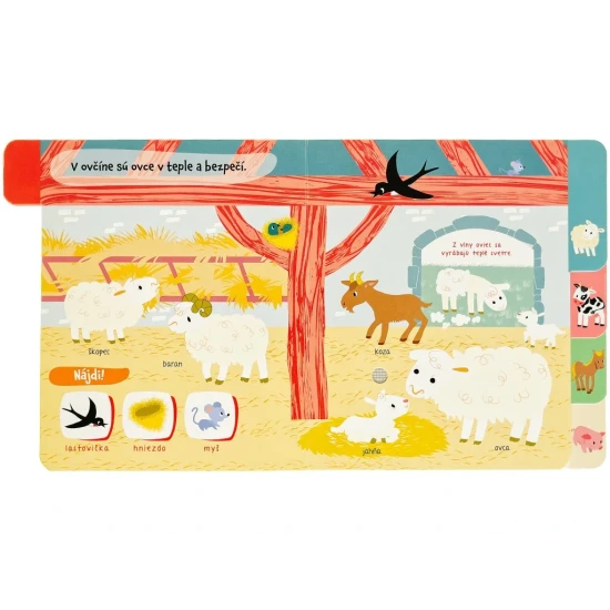 Zvuková kniha Počúvaj zvuky - Farma s tlačidlami na počúvanie zvukov zvierat.