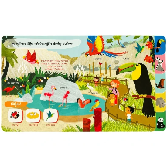 Zvuková kniha Počúvaj zvuky - Zoo s tlačidlami na počúvanie zvukov zvierat zo zoologickej záhrady