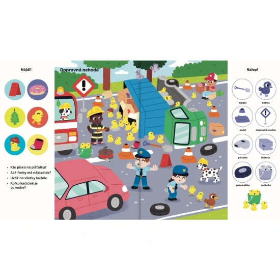 Polícia a hasiči v akcii: 101 obrázkov na hľadanie a nalepovanie pre deti