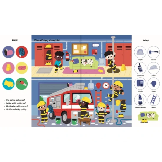 Polícia a hasiči v akcii: 101 obrázkov na hľadanie a nalepovanie pre deti