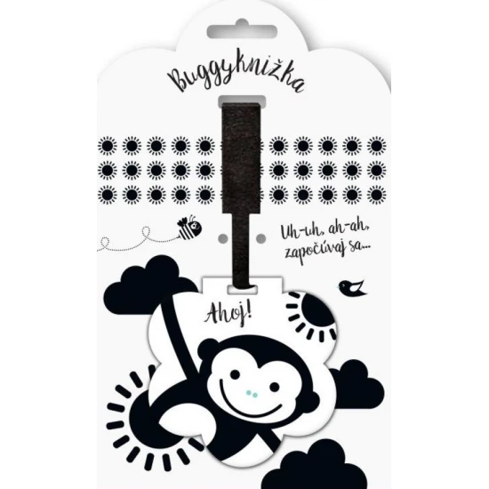 Uh-uh, ah-ah, započúvaj sa... – Čiernobiele leporelo pre bábätká s remienkom