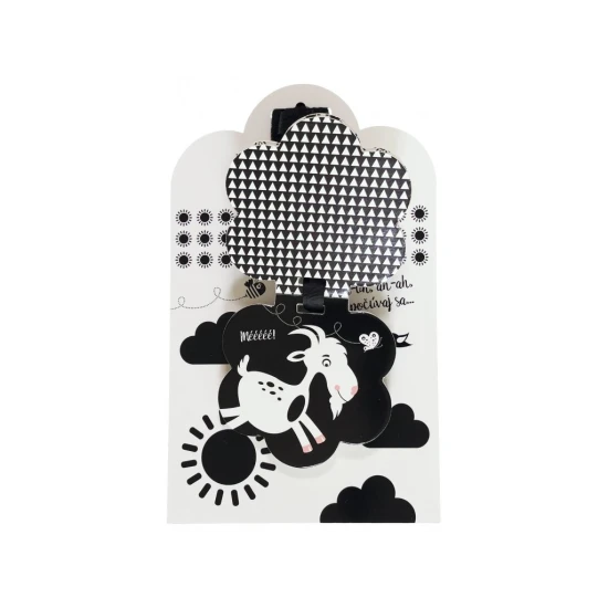 Uh-uh, ah-ah, započúvaj sa... – Čiernobiele leporelo pre bábätká s remienkom