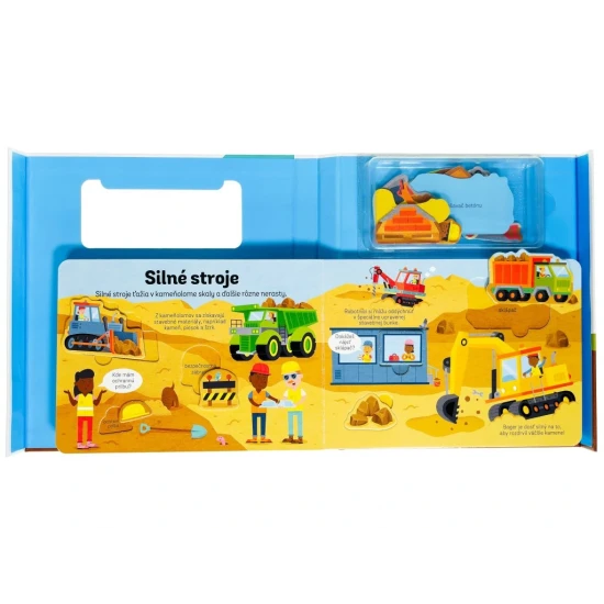 Interaktívna knižka s puzzle dielikmi a stavebnou témou pre deti.