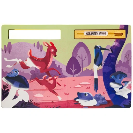 Vodová maľovanka s lesnými zvieratkami, ktorá ožíva pod štetcom.