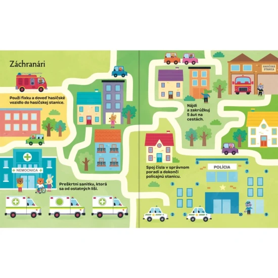 Aktivity so stierateľnými stránkami o vozidlách na precvičovanie písania a kreslenia.