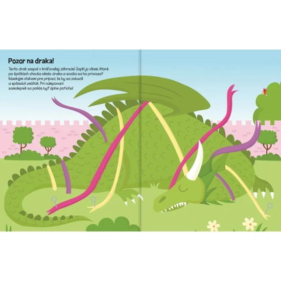 Zošit s dračími samolepkami na dopĺňanie farebných scén a rozvoj kreativity.