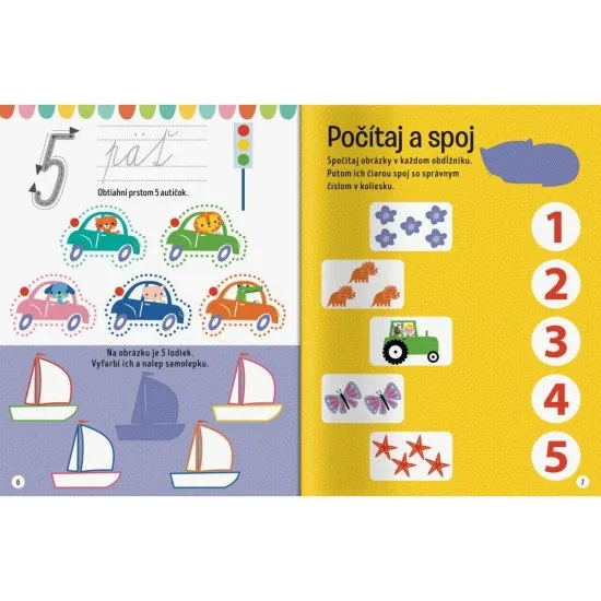 Precvič si písanie čísel a ľahké počty do 10 v tejto knižke plnej aktivít!