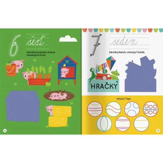 Precvič si písanie čísel a ľahké počty do 10 v tejto knižke plnej aktivít!