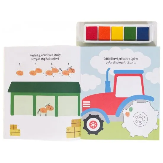 Deti maľujú pomocou odtlačkov prstov. Vytlačte si svojich zvieracích priateľov z farmy.