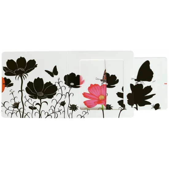 Leporelo pre bábätká od 6 mesiacov na rozvoj zraku prostredníctvom objavovania farieb a zvierat zo záhrady.