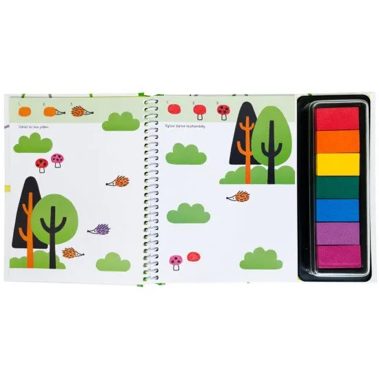 Pustite sa s deťmi do hier s otlačkami prstov. Zaplňte úlohy v knihe vlastnými výtvormi.