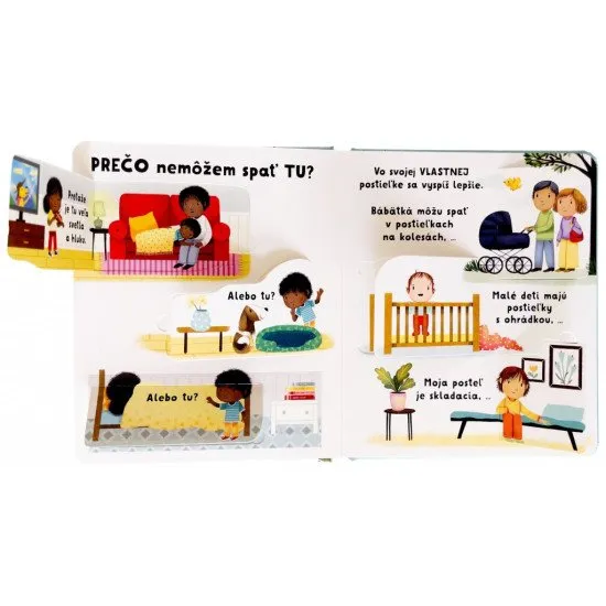 Leporelo s odklápacími okienkami jednoducho a zrozumiteľne vysvetľuje, prečo je spánok pre telo i myseľ dôležitý, a tiež pomôže s radami, čo robiť pred spaním.