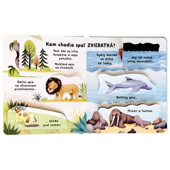 Leporelo s odklápacími okienkami jednoducho a zrozumiteľne vysvetľuje, prečo je spánok pre telo i myseľ dôležitý, a tiež pomôže s radami, čo robiť pred spaním.