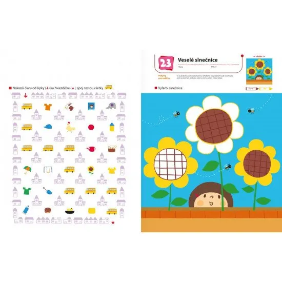 Pracovný zošit pripravuje dieťa na aktivity, ktorým sa bude venovať v škôlke. Je zameraný na prácu s pastelkami.