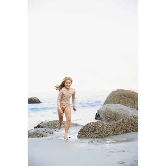 Plavky s dlhým rukávom s UPF 50+ Brown Leopard