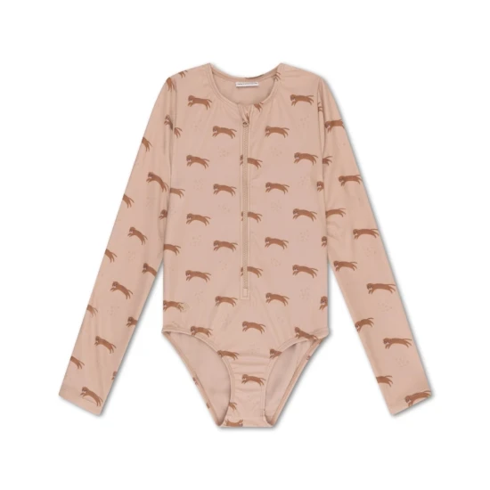 Plavky s dlhým rukávom s UPF 50+ Brown Leopard