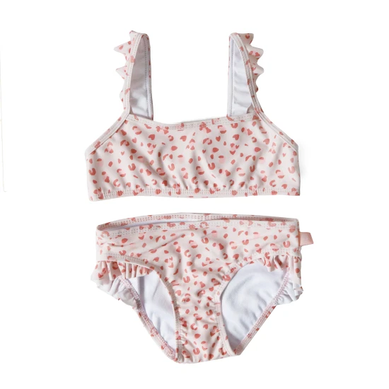 Detské plavky Dievčenské bikiny s UPF 50+ Old Pink Leopard Swim Essentials