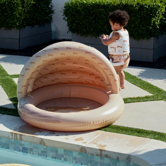 Detský nafukovací bazén so strieškou Brown Leopard – hnedý bazén s leopardím vzorom.