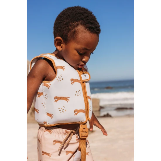 Štýlová a bezpečná plávacia vesta pre deti Brown Leopard Swim Essentials