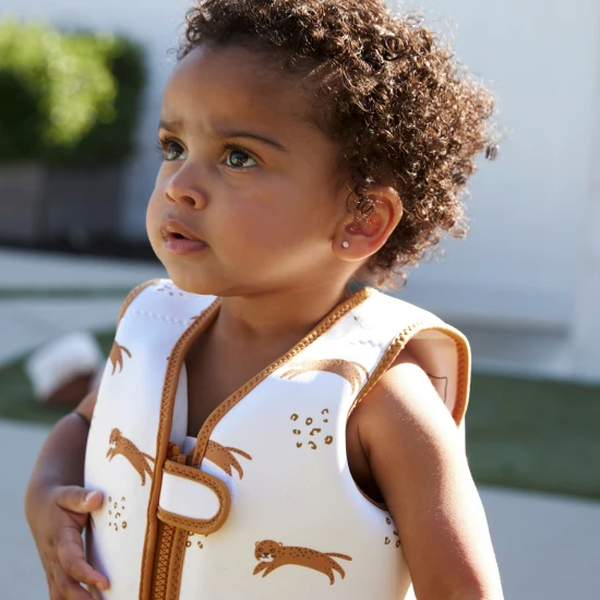 Štýlová a bezpečná plávacia vesta pre deti Brown Leopard Swim Essentials