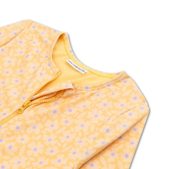 Detské dievčenské plavky s dlhým rukávom UPF 50+ Florish yellow Swim Essentials