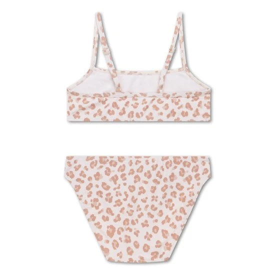 Detské plavky dievčenské bikiny s UPF 50+ Leopard béžový | Swim Essentials
