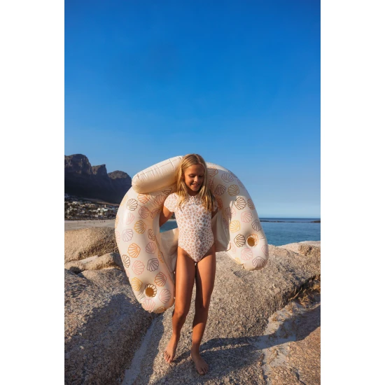 Dievčenské plavky s krátkym rukávom s UPF 50+ Beige Leopard Swim Essentials