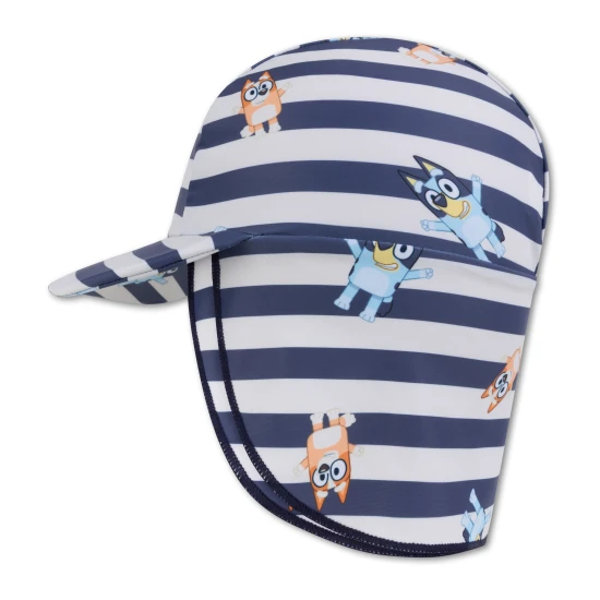 Praktický letný klobúčik pásikavý s ochranou krku od Swim Essentials s Bluey motívom ochráni deti pred UV žiarením.