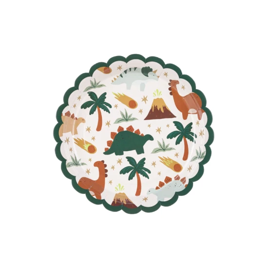 Papierové taniere s motívom dinosaura oživia každú párty.