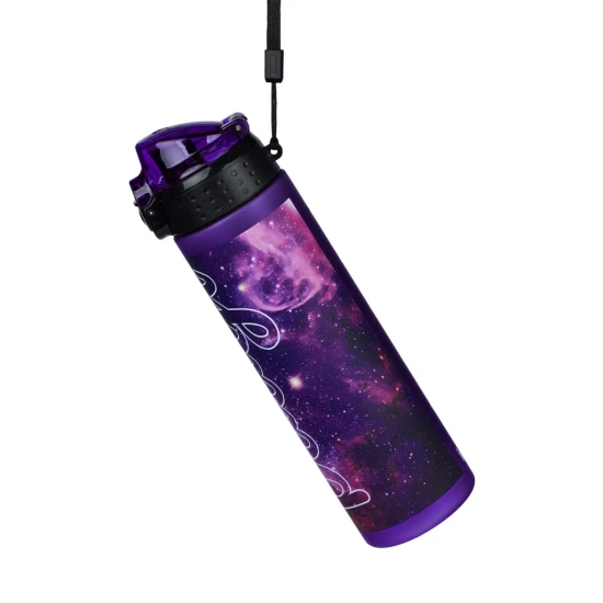 Tritanová fľaša Galaxy 700 ml s pútkom a uzamykateľným viečkom, ideálna na nápoje do školy, na výlety a šport, bez BPA a ftalátov.