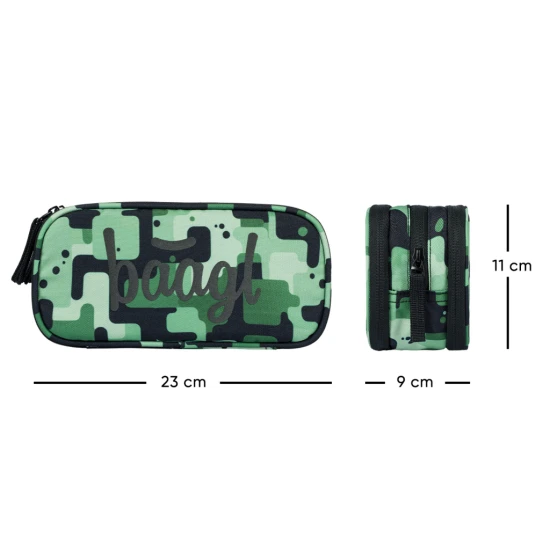 Peračník etui Green s moderným dizajnom a praktickými funkciami, ideálny na usporiadanie školských potrieb.