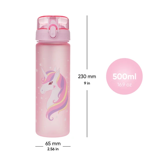 Tritanová fľaša na pitie Unicorn 500 ml s praktickým uzáverom a veselým motívom.