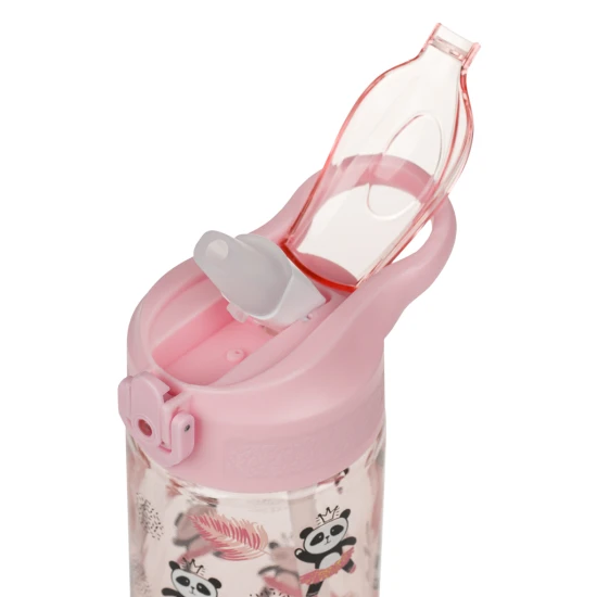 Tritanová fľaša na pitie so slamkou Panda 500 ml, BPA-free, praktická a odolná pre školákov a športovcov.