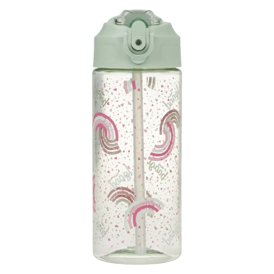 Tritanová fľaša na pitie so slamkou Dúha 500 ml, BPA-free, praktická a odolná pre školákov a športovcov.