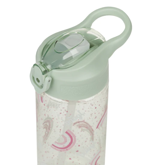 Tritanová fľaša na pitie so slamkou Dúha 500 ml, BPA-free, praktická a odolná pre školákov a športovcov.